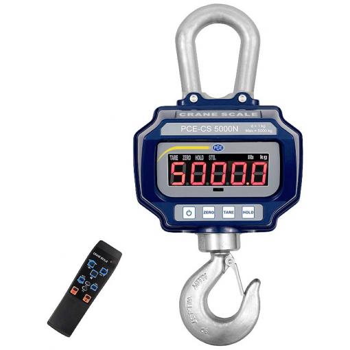 PCE Instruments jeřábová váha PCE-CS 5000N Max. váživost 5000 kg Rozlišení 1000 g napájeno akumulátorem černá