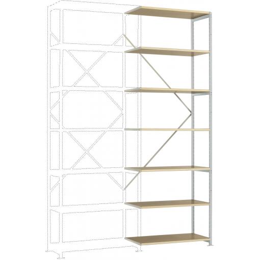 Manuflex RP1705.7035 přístavný modul regálu oddělení , (š x v x h) 1000 x 3000 x 300 mm, dřevěná podlaha