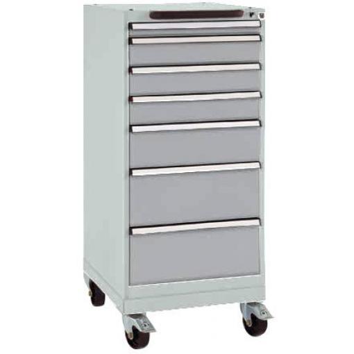 Manuflex SP1133.9006 Skříň zásuvek BASETEC mobilní, Nutzhohe 900 mm se 7 přihrádkami, v hliníkově stříbrná podobný RAL 9006