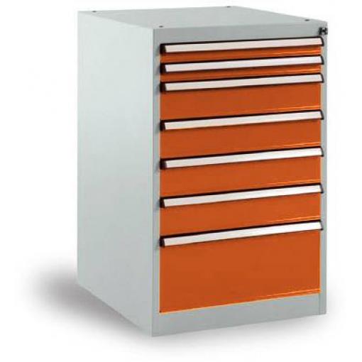 Manuflex SP1130.2001 Skříň zásuvek BASETEC stacionárně, Nutzhohe 700 mm se 7 přihrádkami, v roto range RAL 2001