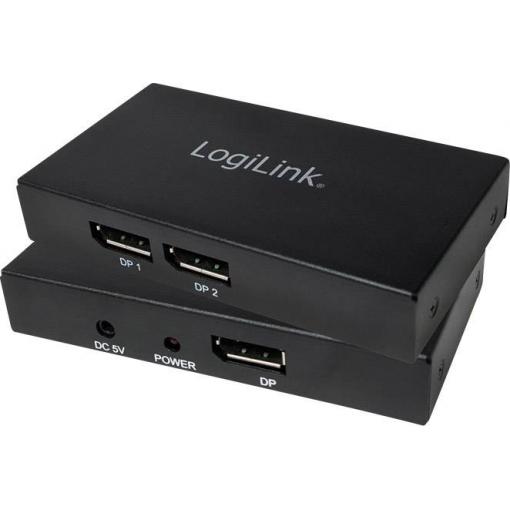 LogiLink 2 porty DisplayPort rozbočovač UHD 3840 x 2160 Pixel černá