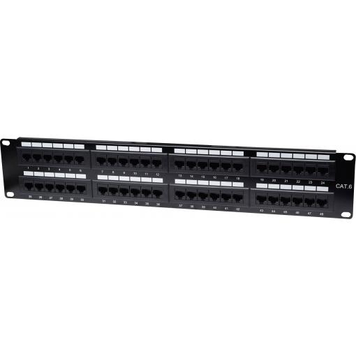 Intellinet 560283 48 portů síťový patch panel 483 mm (19) CAT 3, CAT 4, CAT 5, CAT 5e, CAT 6 2 U černá neosazený