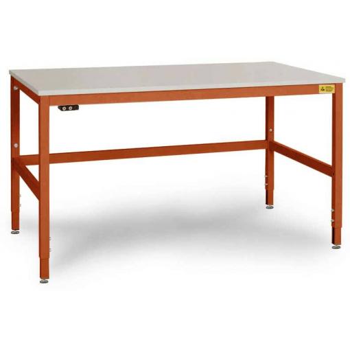 Manuflex LC3058.2001 ESD ESD pracovní stůl CANTOLAB speciální s Melaminplatte, Šxhxv = 1500 x 800 x 752-952 mm červenooranžová (RAL 2001)