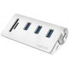 LogiLink CR0045 USB Hub 3 porty USB-A USB 3.0 5 GBit/s s hliníkovým krytem, se zabudovanou čtečkou SD karet stříbrná CR0045