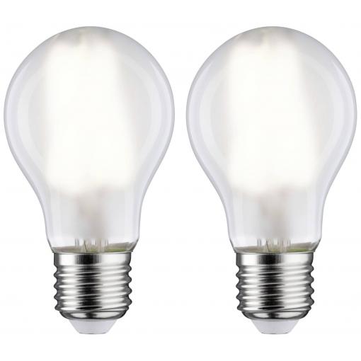 Paulmann 28924 LED Energetická třída (EEK2021) E (A - G) E27 klasická žárovka 7 W = 60 W neutrální bílá (Ø x v) 60 mm x 106 mm 2 ks