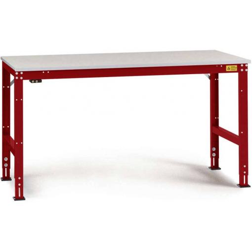 Manuflex LU4123.3003 ESD ESD pracovní stůl Univerzální standardní základní stůl s kaučuk, Šxhxv = 2000 x 1000 x 760-870 mm rubínově červená