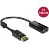 Delock DisplayPort / HDMI kabelový adaptér Konektor DisplayPort, Zásuvka HDMI-A 0.20 m černá 62609 pozlacené kontakty Kabel DisplayPort