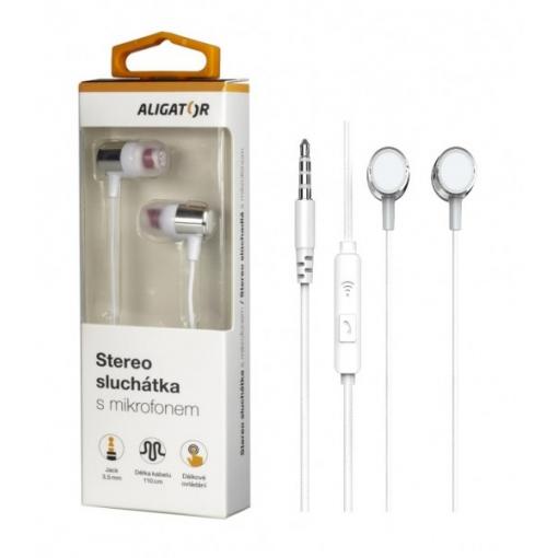 Sluchátka ALIGATOR AE005SR, Strong Bass, stříbrná