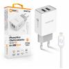 Chytrá síťová nabíječka ALIGATOR 2.4A, 2xUSB, smart IC, bílá, kabel pro iPhone/iPad 2A