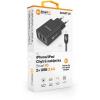 Chytrá síťová nabíječka ALIGATOR 2.4A, 2xUSB, smart IC, černá, kabel pro iPhone/iPad 2A