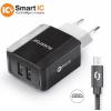 Chytrá síťová nabíječka ALIGATOR 3.4A, 2xUSB, smart IC, černá, micro USB kabel 2A