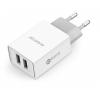 Chytrá síťová nabíječka ALIGATOR 2.4A, 2xUSB, smart IC, bílá