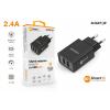 Chytrá síťová nabíječka ALIGATOR 2.4A, 2xUSB, smart IC, černá