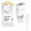Chytrá síťová nabíječka ALIGATOR 2.4A, 2xUSB, smart IC, bílá, USB-C kabel 2A
