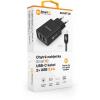 Chytrá síťová nabíječka ALIGATOR 2.4A, 2xUSB, smart IC, černá, USB-C kabel 2A
