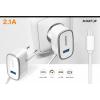Nabíječka ALIGATOR MicroUSB s USB výst 5V/2,1A, bílá
