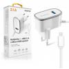 Nabíječka ALIGATOR MicroUSB s USB výst 5V/2,1A, bílá