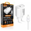 Chytrá síťová nabíječka ALIGATOR Power Delivery 20W, USB-C kabel pro iPhone/iPad, bílá