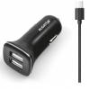 Nabíječka do auta ALIGATOR USB-C s 2xUSB výstupem 2,4A, Turbo charge, černá