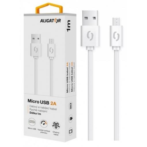 Datový kabel ALIGATOR 2A micro USB 1m, bílý