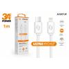 Datový kabel ALIGATOR POWER 3A, USB-C/Lightning, 1m, bílý