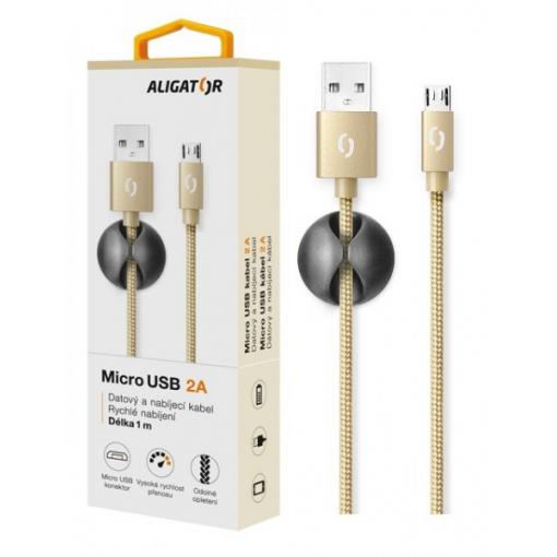 Datový kabel ALIGATOR PREMIUM 2A, Micro USB, 1m, zlatá