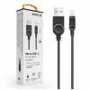 Datový kabel , micro USB, 2A, 1m, prodloužený konektor 9mm, černý, OUTDOOR