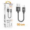 Datový kabel ALIGATOR PREMIUM 2A, USB-C, 0,5m, černý