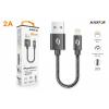 Datový kabel ALIGATOR PREMIUM 2A, Lightning, 0,5m, černý