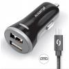 Chytrá nabíječka do auta ALIGATOR 3.4A, 2xUSB, smart IC, černá, micro USB kabel 2A