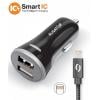 Chytrá nabíječka do auta ALIGATOR 3.4A, 2xUSB, smart IC, černá, Lighthing kabel 2A