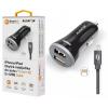 Chytrá nabíječka do auta ALIGATOR 3.4A, 2xUSB, smart IC, černá, Lighthing kabel 2A