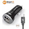 Chytrá nabíječka do auta ALIGATOR 3.4A, 2xUSB, smart IC, černá, USB-C kabel 2A