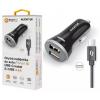 Chytrá nabíječka do auta ALIGATOR 3.4A, 2xUSB, smart IC, černá, USB-C kabel 2A