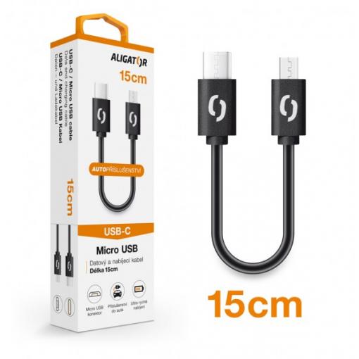 AL.kabel  USB-C/microUSB 0,15m černý  XS