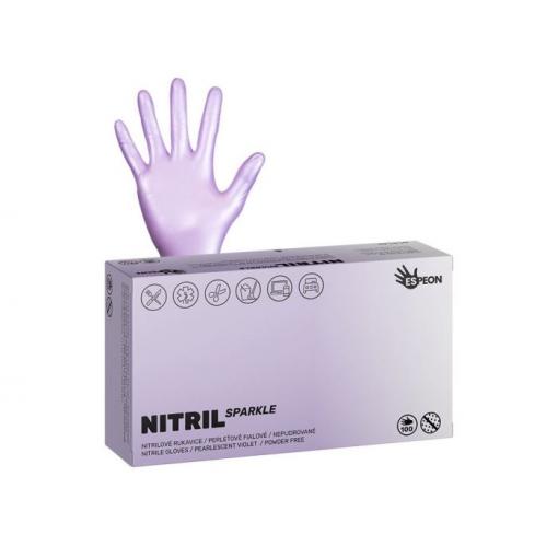 Nitrilové rukavice NITRIL SPARKLE perleťově fialové, vel. S, 100 ks