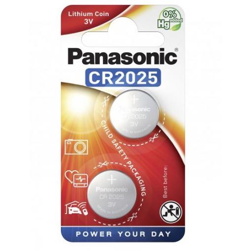 Baterie Panasonic CR2025, 3 V, lithium, 2 ks