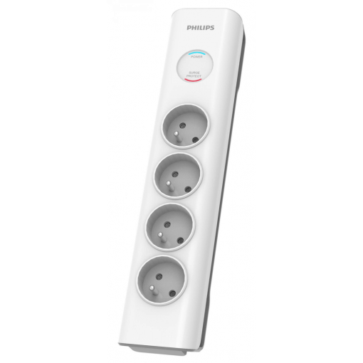 Přepěťová ochrana PHILIPS SPN7040WA/60, 600J, 4 zásuvky, 2m, bílá/šedá