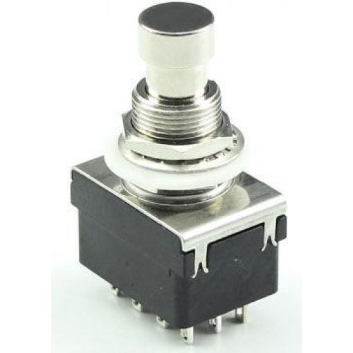 Kovové tlačítko PBS-24-412, ON-(ON), 250 V / 2 A, otvor 12 mm