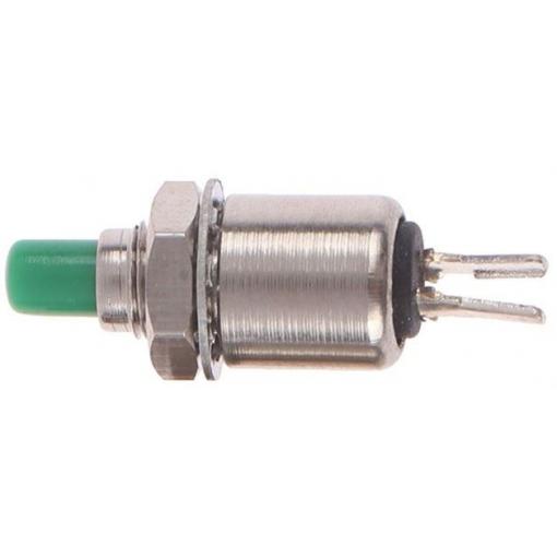Stiskací tlačítko DS-402, OFF-(ON), 125 V / 0,5 A, zelené, otvor 5,2 mm
