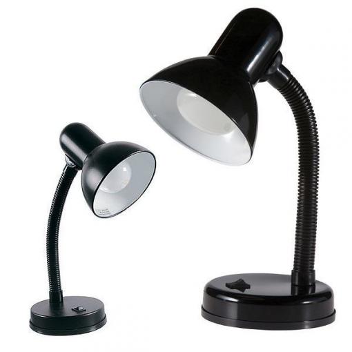Stolní školní lampa E27, černá, nastavitelné rameno