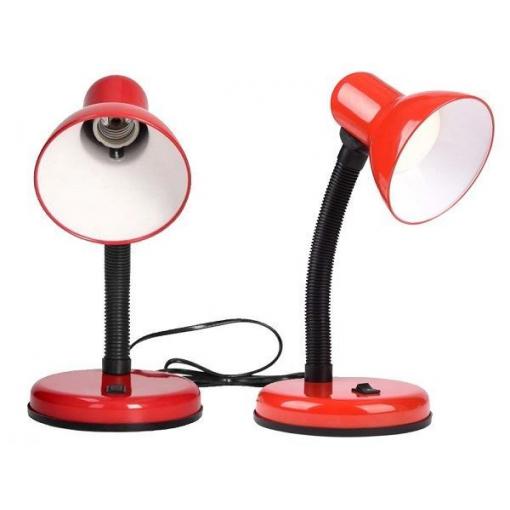 Stolní školní lampa E27, červená, nastavitelné rameno