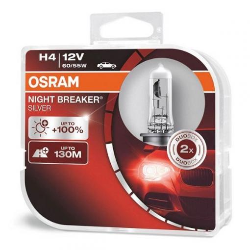 Halogenové žárovky Osram H4 12 V 60/55 W NIGHT BREAKER SILVER, 2 ks