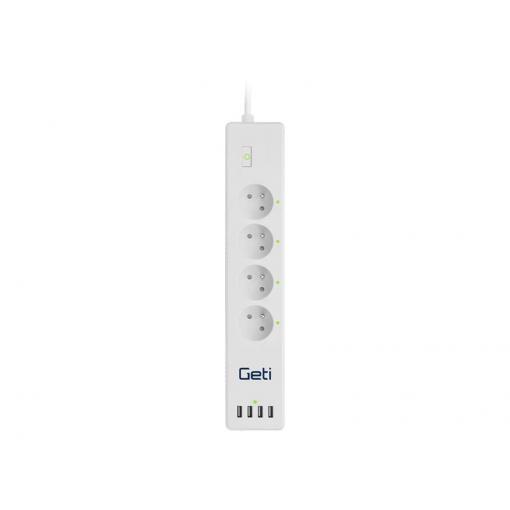 Prodlužovací přívod Smart GETI GSS04, 4 zásuvky, 4x USB, Tuya