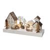 Solight LED vánoční vesnička, 34x17cm, dřevo, 4 LED, 2x AA - 1V256