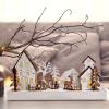Solight LED vánoční vesnička, 34x17cm, dřevo, 4 LED, 2x AA - 1V256