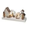 Solight LED vánoční vesnička, 34x17cm, dřevo, 4 LED, 2x AA - 1V256