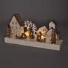 Solight LED vánoční vesnička, 34x17cm, dřevo, 4 LED, 2x AA - 1V256