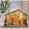 Solight LED dřevěný betlém, 30x21cm, 7x LED, 2xAA - 1V259