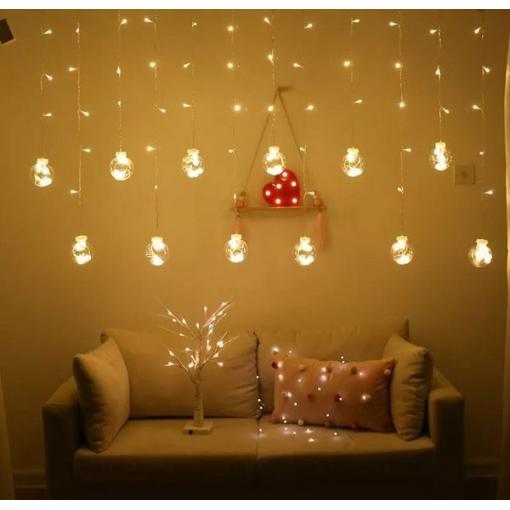 Vánoční osvětlení řetěz s koulemi 3 m, 108 LED, teplá bílá